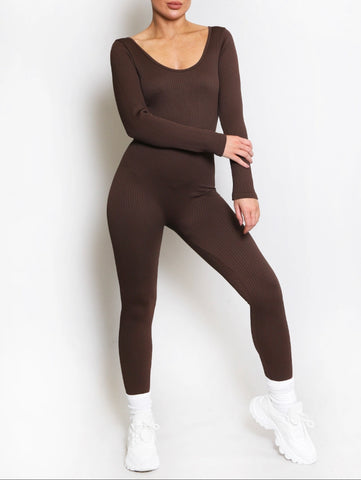 Seamless All in One Jumpsuit in Brown